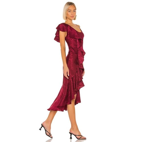 House of Harlow 1960 x REVOLVE Georgeta Dress Red Size Small NWT Midi Length - Picture 8 of 8